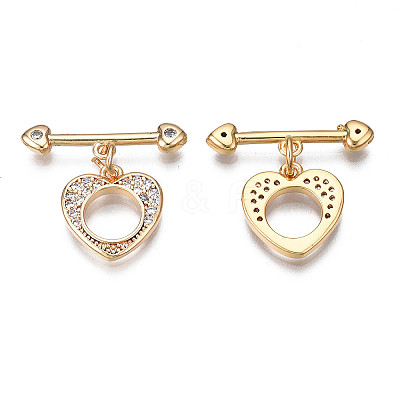 Brass Micro Pave Clear Cubic Zirconia Toggle Clasps X-KK-Q278-005-NF-1