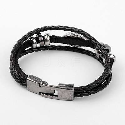 Multi- Strand Leather Cord Bracelets X-BJEW-D423-06A-1