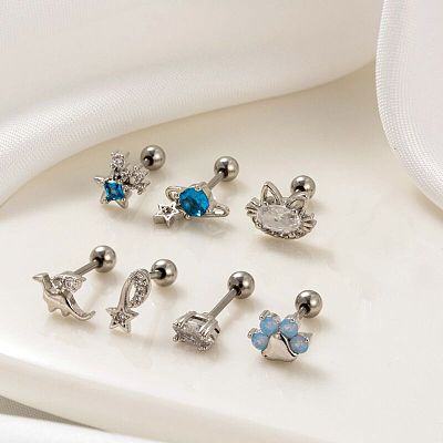 316L Stainless Steel Cubic Zirconia Cartilage Earrings for Women WGF6ABA-06-1