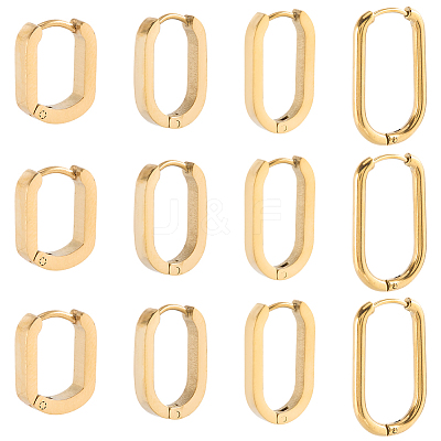 8 Pairs 4 Styles 304 Stainless Steel Huggie Hoop Earrings EJEW-SC0001-76G-1