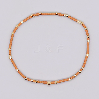 Bohemian Style Rainbow Glass & Brass Beaded Handmade Fashion Women's Bracelet QD2599-3-1