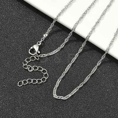304 Stainless Steel Singapore Chain Necklaces NJEW-Z084-02P-01-1