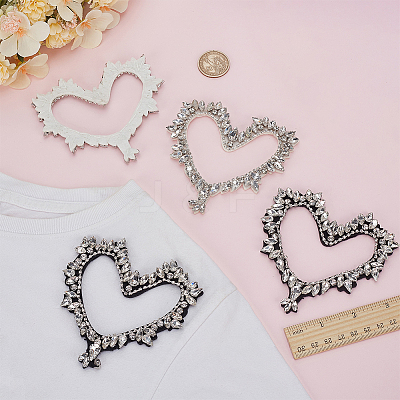4Pcs 2 Styles Glass Rhinestone Iron on/Sew on Patches PATC-FG0002-71-1
