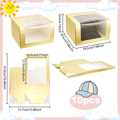 Foldable Cardboard Gift Cap Storage Boxes with Clear PVC Window CON-WH0099-66C-1