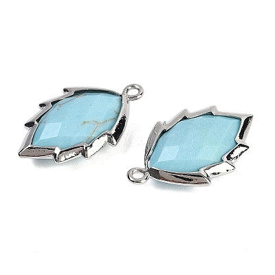Synthetic Turquoise Faceted Leaf Pendants G-I375-04P-06-1
