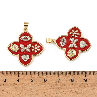 Brass Micro Pave Clear Cubic Zirconia Pendants KK-CBA9175-23G-1