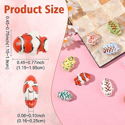 10Pcs 10 Styles Handmade Porcelain Beads PORC-YW0001-30-1
