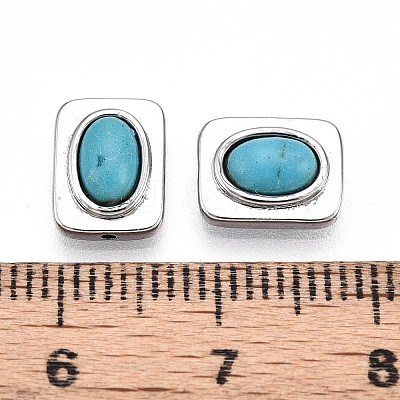 Brass Pave Synthetic Turquoise Beads KK-N258-14P-1