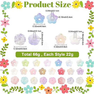 66G 3 Styles ABS Plastic Bead Caps KY-YW0002-25-1