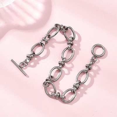 304 Stainless Steel Oval Link Chain Bracelets for Women BJEW-JB12855-02-1