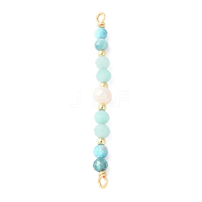 Faceted Round Natural Amazonite & Apatite & Potato Natural Cultured Freshwater Pearl Beaded Connector Charms PALLOY-JF03531-05-1