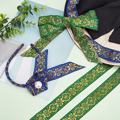 14M 2 Colors Ethnic Style Embroidery Polyester Ribbons OCOR-PH0002-05-1