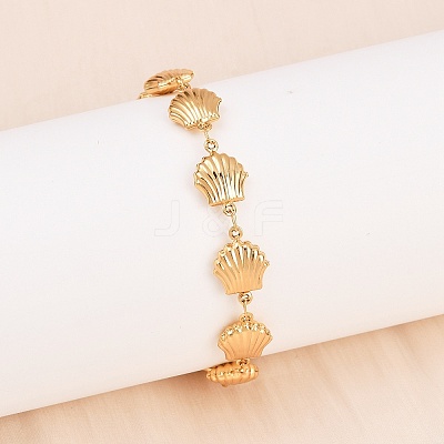 Beach 304 Stainless Steel Shell Sea Animals Link Chain Bracelets BJEW-D359-15A-G-1