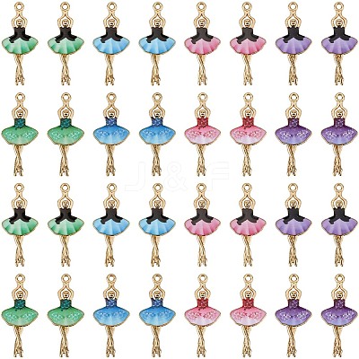 32Pcs 8 Colors Printed Alloy Pendants ENAM-SC0005-39-1