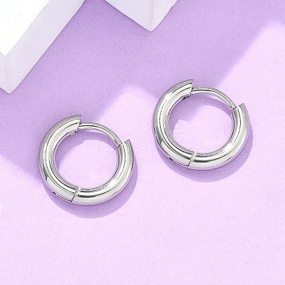 Tarnish Resistant 304 Stainless Steel Huggie Hoop Earrings X-EJEW-F111B-13mm-P-1