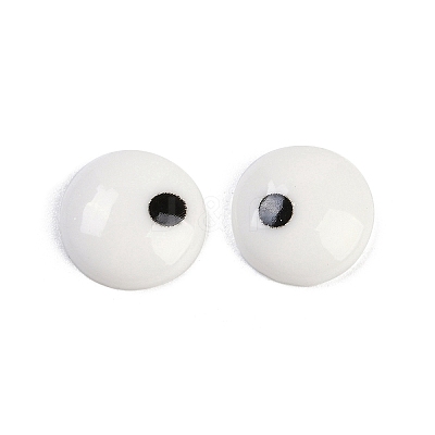 White and Black Flat Round Cartoon Resin Cabochons LS-CRES-Q009-01K-1