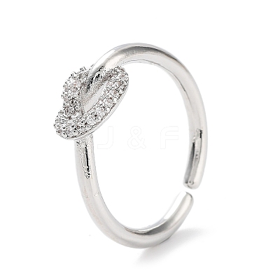 Knot Rack Plating Brass Micro Pave Clear Cubic Zirconia Open Rings RJEW-D020-10P-1