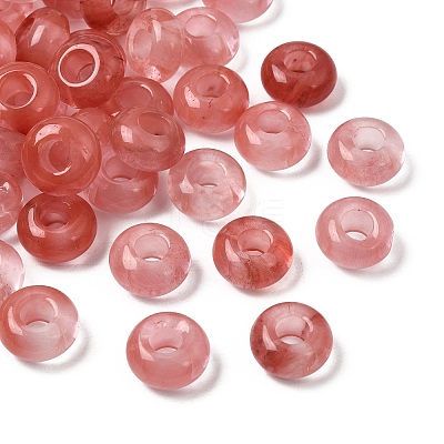 Cherry Quartz Glass European Large Hole Beads G-Q442-17-1