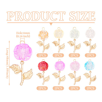 16Pcs 8Styles Transparent Acrylic Pendants PALLOY-TA00122-1