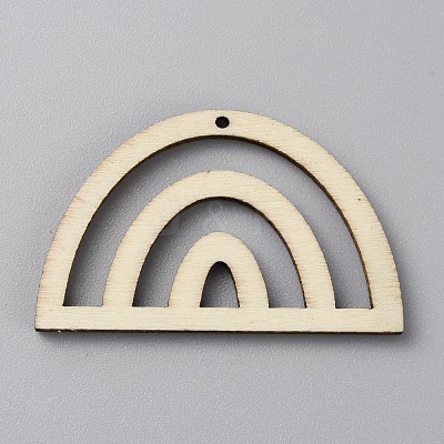 Fan Shape Hollow out Unfinished Wood Pendants DIY-WH0488-11B-1