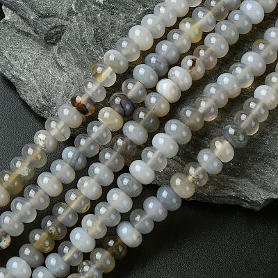 Natural Grey Agate Stone Beads Strands G-S105-8mm-03-1