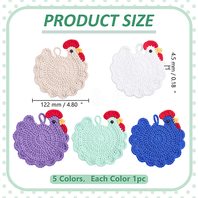 5Pcs 5 Colors Polyester Coasters AJEW-WR0003-86B-1