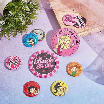 16 Pcs 16 Style Tinplate Badge Sets JEWB-GF0001-17-1