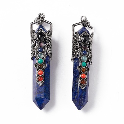 Natural Lapis Lazuli Dyed Big Pointed Pendants G-H281-02E-1