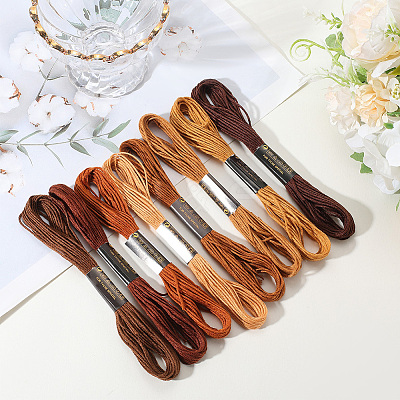8 Skeins 8 Colors 6-Ply Polyester Embroidery Floss OCOR-CY0002-09A-1
