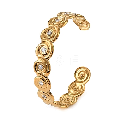 Ocean Theme 304 Stainless Steel & Cubic Zirconia Cuff Bangles for Women SA-CBA183D-13B-G-1