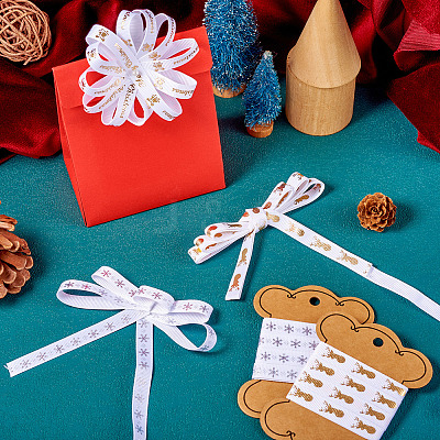 9 Yards 3 Colors Christmas Theme Polyester Printed Grosgrain Ribbons ORIB-TA0001-05B-1