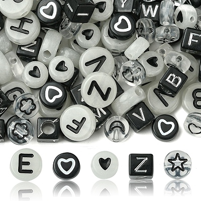200Pcs Opaque Black Acrylic Beads MACR-FS0001-86-1