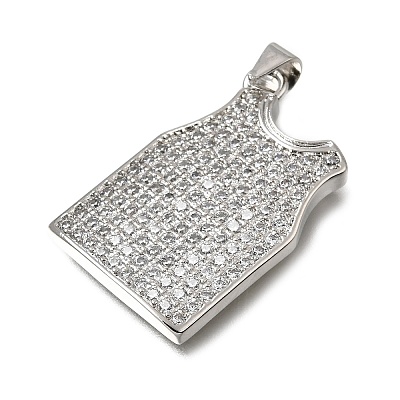 Brass Micro Pave Clear Cubic Zirconia Pendants CU-CBA108A-10P-1