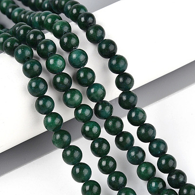 Dyed Natural Mashan Jade Round Beads Strands G-T139-6mm-67F-1