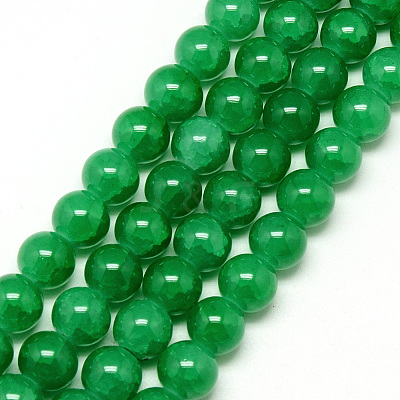 Baking Paint Crackle Glass Beads Strands X-DGLA-Q023-8mm-YS22-1