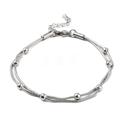304 Stainless Steel Satellite Chains Multi-strand Bracelets for Men Women BJEW-Q038-11P-1