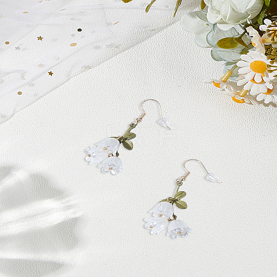 1 Pair 925 Sterling Silver Flower Dangle Earrings EJEW-LP0007-095-1