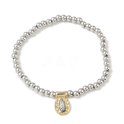 Brass Oval with Jesus Charms Bracelets BJEW-B148-03A-1