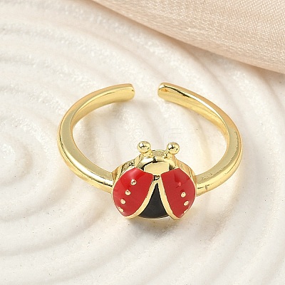 Brass Enamel Cuff Rings for Women RJEW-F196-02C-G-1