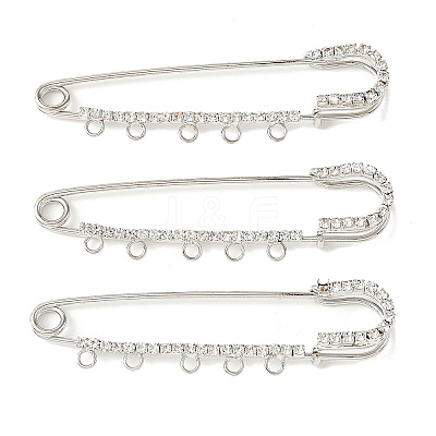 Iron Rhinestone Safety Pins Brooch Findings JEWB-E045-01C-P-1
