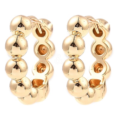 Brass Beaded Hoop Earrings EJEW-I289-06B-KCG-1
