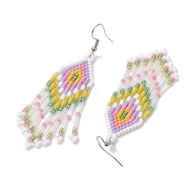 Boho 304 Stainless Steel with Glass Dangle Stud Earring EJEW-MZ00175-01-1