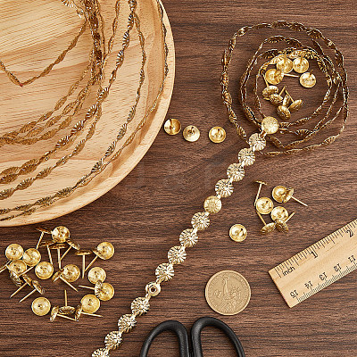 5Bags Flower Iron Decoration Strip FIND-GF0008-41A-G-1