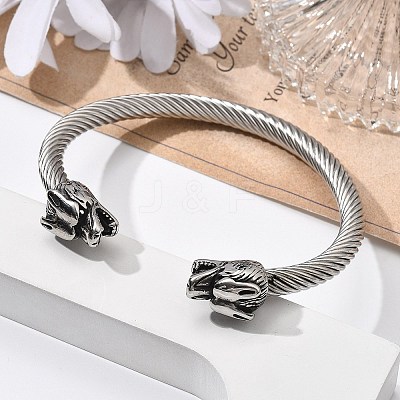 Viking 304 Stainless Steel Open Cuff Bangles for Men BJEW-U001-07J-AS-1