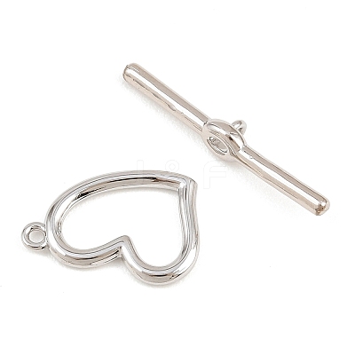 Heart Brass Toggle Clasps KK-G548-43P-01-1