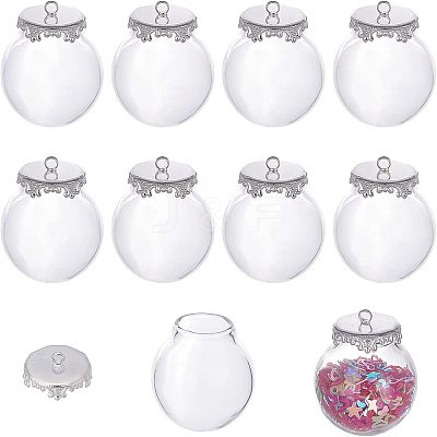 Glass Empty Wishing Bottle Pendants GGLA-CA0001-02-1