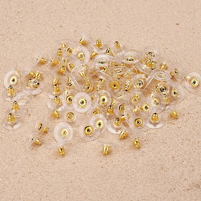 50Pairs Brass Bullet Clutch Bullet Clutch Earring Backs with Pad KK-YW0001-02G-1