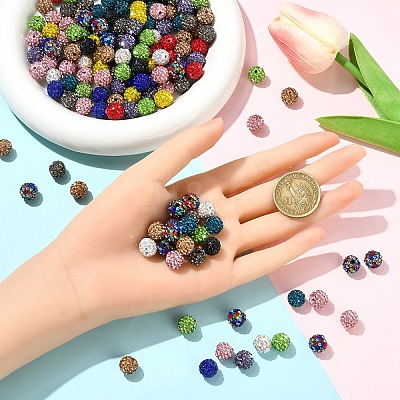 100Pcs Pave Disco Ball Beads RB-YW0001-30A-1