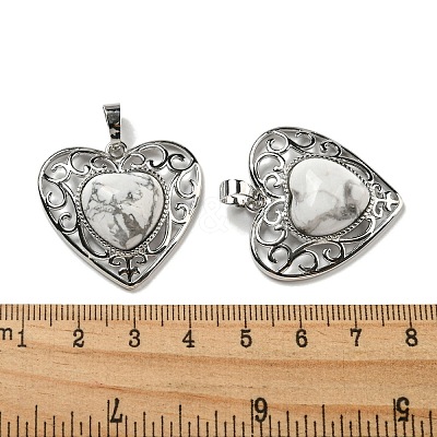 Natural & Synthetic Mixed Gemstone Peach Love Heart Pendants G-G158-01-1