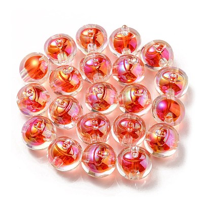 UV Plating Rainbow Iridescent Acrylic Beads OACR-A014-02H-1